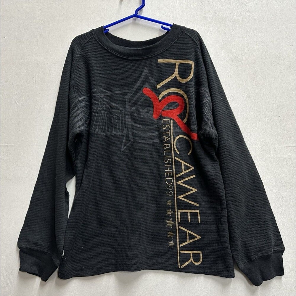 Rocawear boys size Small 8 years black long sleeve  printed thermal shirt